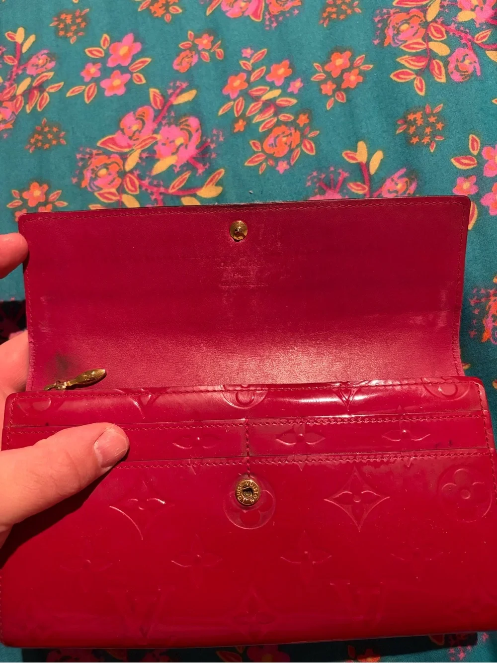 Louis Vuitton Red Vernis Embossed Long Wallet